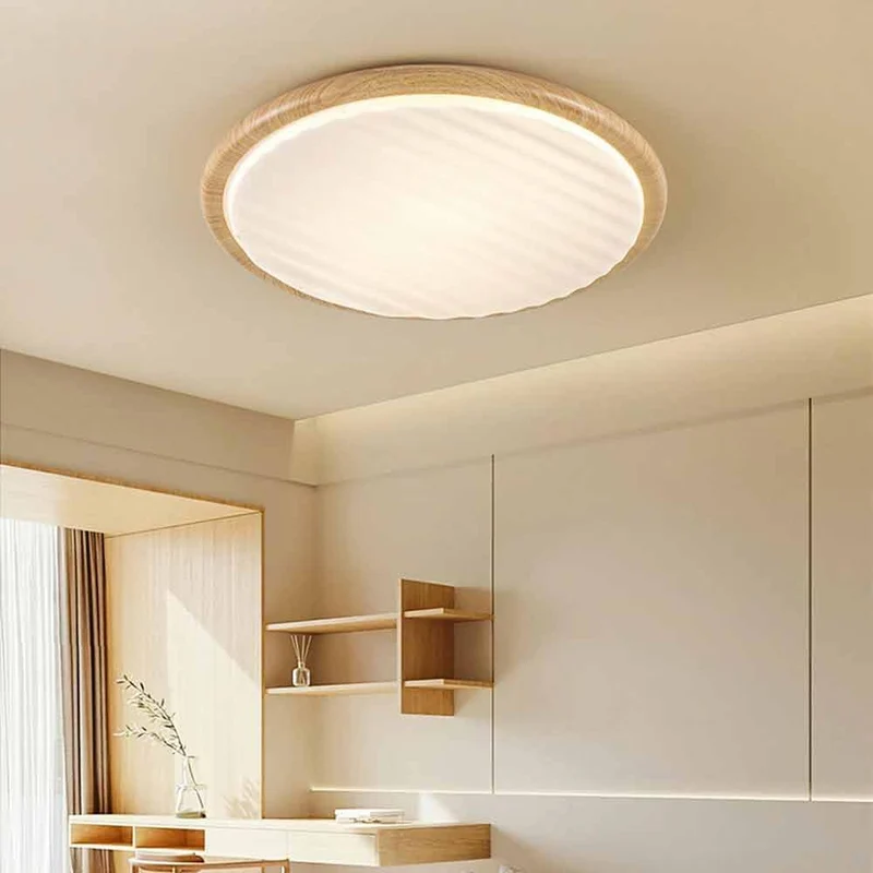 LuminOak Round Wooden LED Ceiling Light For Bedroom By Euroselle