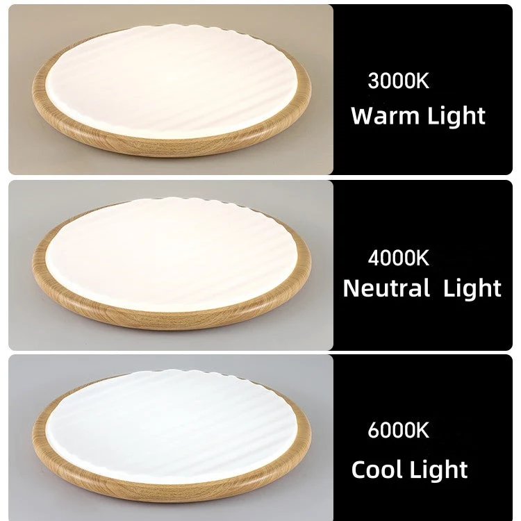 LuminOak Round Wooden LED Ceiling Light For Bedroom By Euroselle