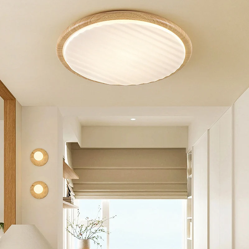 LuminOak Round Wooden LED Ceiling Light For Bedroom By Euroselle