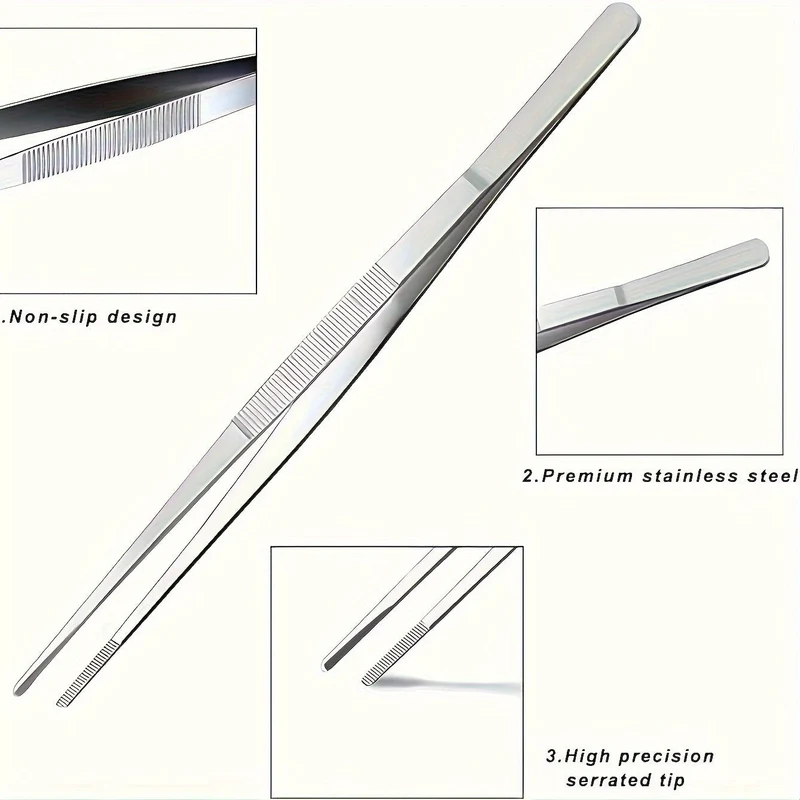 Euroselle 25cm Stainless Steel Tongs For Precise Grill Control