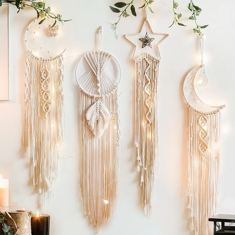 Euroselle Macrame Dream Catcher With Lights Boho Decor