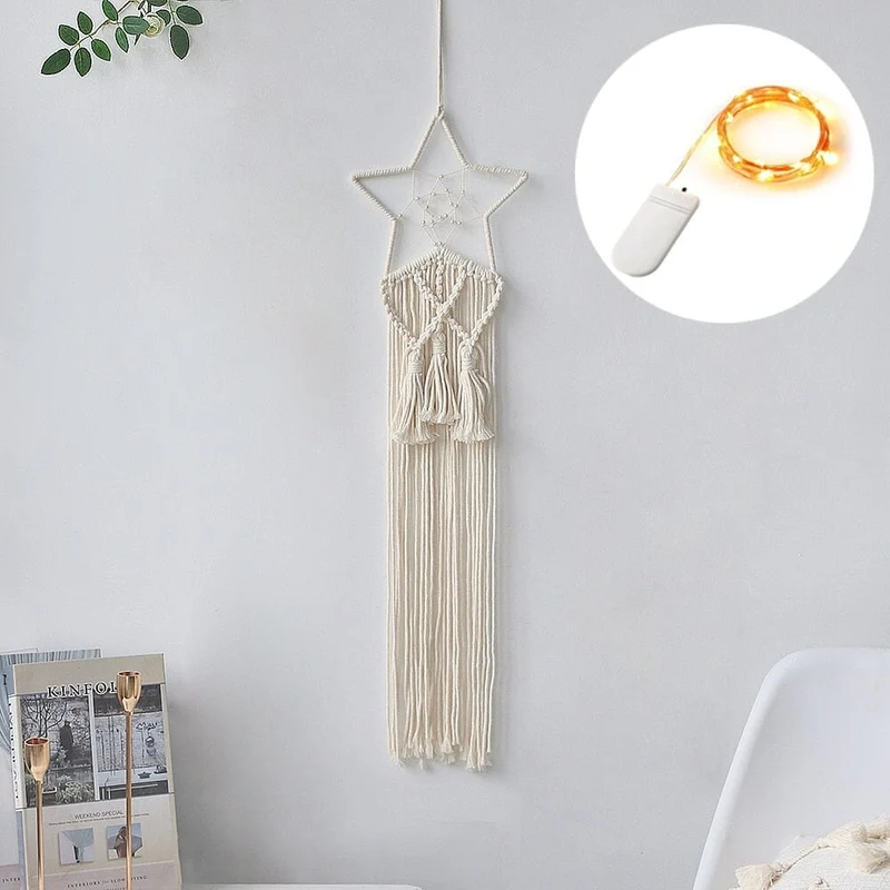 Euroselle Macrame Dream Catcher With Lights Boho Decor
