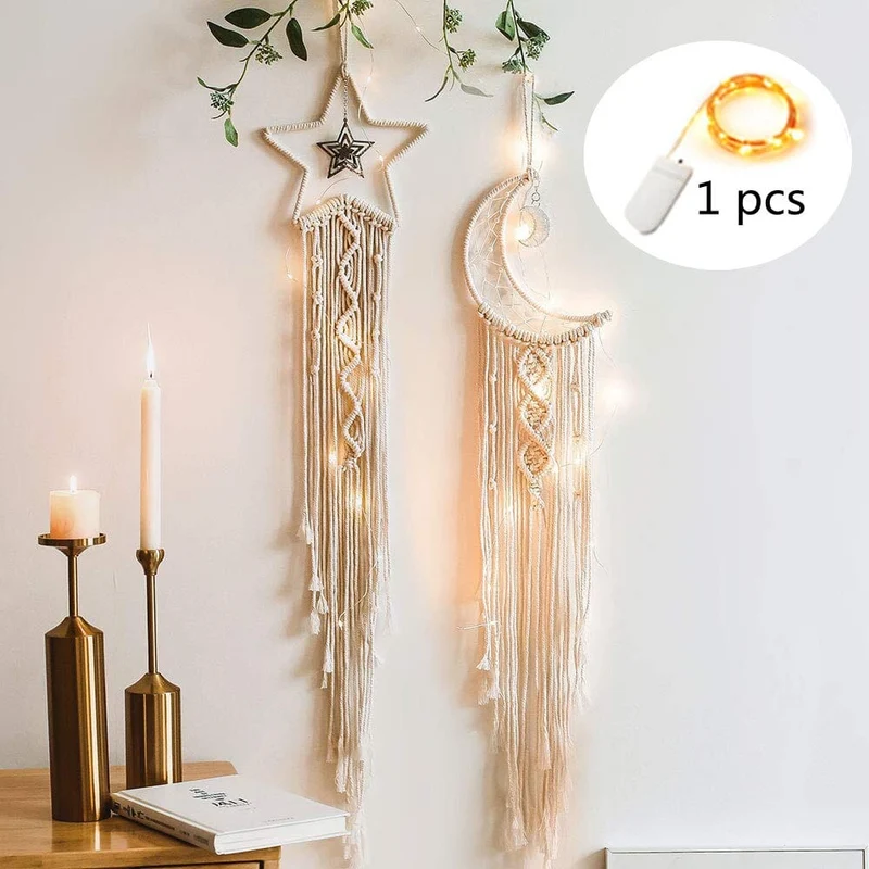 Euroselle Macrame Dream Catcher With Lights Boho Decor