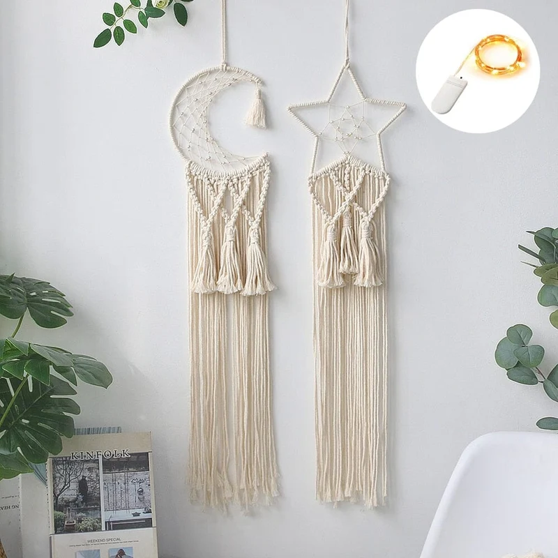 Euroselle Macrame Dream Catcher With Lights Boho Decor
