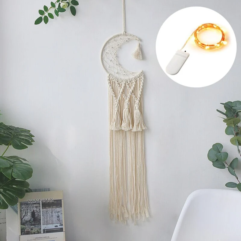 Euroselle Macrame Dream Catcher With Lights Boho Decor