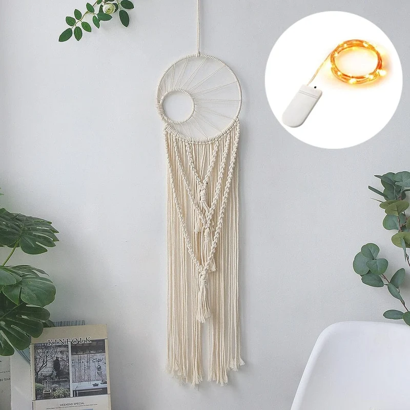 Euroselle Macrame Dream Catcher With Lights Boho Decor