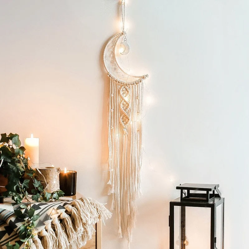 Euroselle Macrame Dream Catcher With Lights Boho Decor