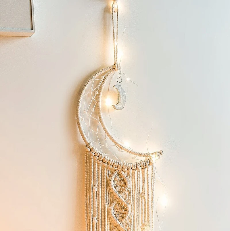 Euroselle Macrame Dream Catcher With Lights Boho Decor