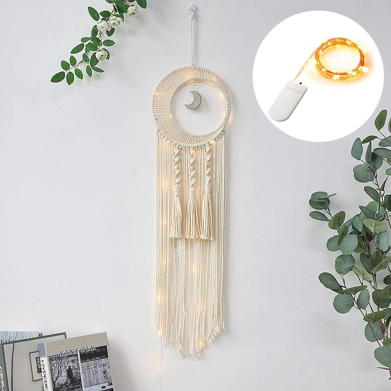 Euroselle Macrame Dream Catcher With Lights Boho Decor