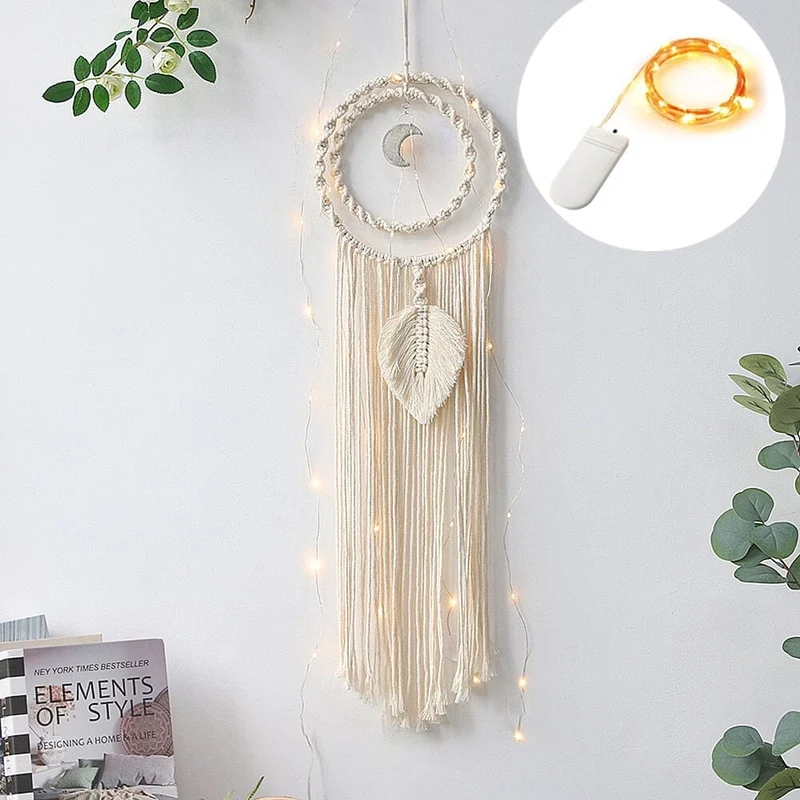 Euroselle Macrame Dream Catcher With Lights Boho Decor