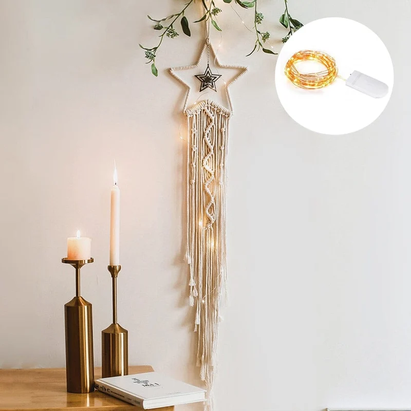 Euroselle Macrame Dream Catcher With Lights Boho Decor
