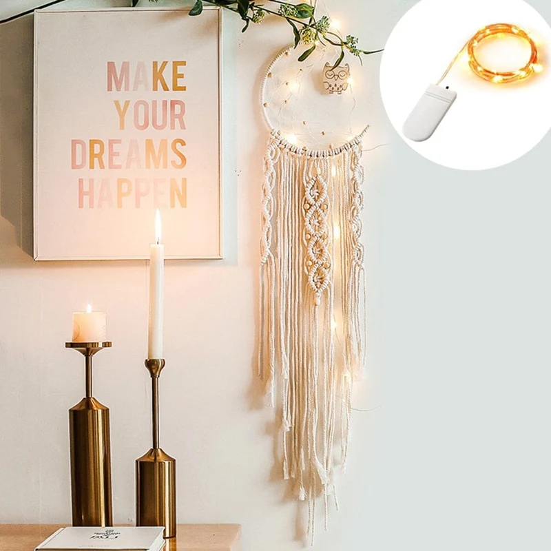 Euroselle Macrame Dream Catcher With Lights Boho Decor