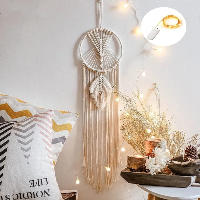 Euroselle Macrame Dream Catcher With Lights Boho Decor