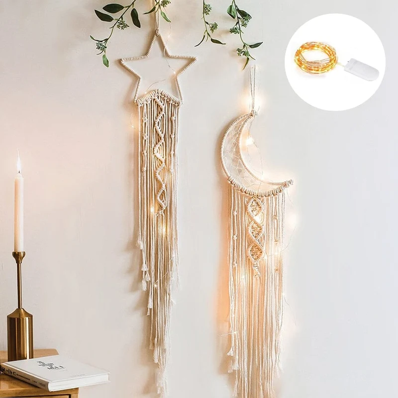 Euroselle Macrame Dream Catcher With Lights Boho Decor