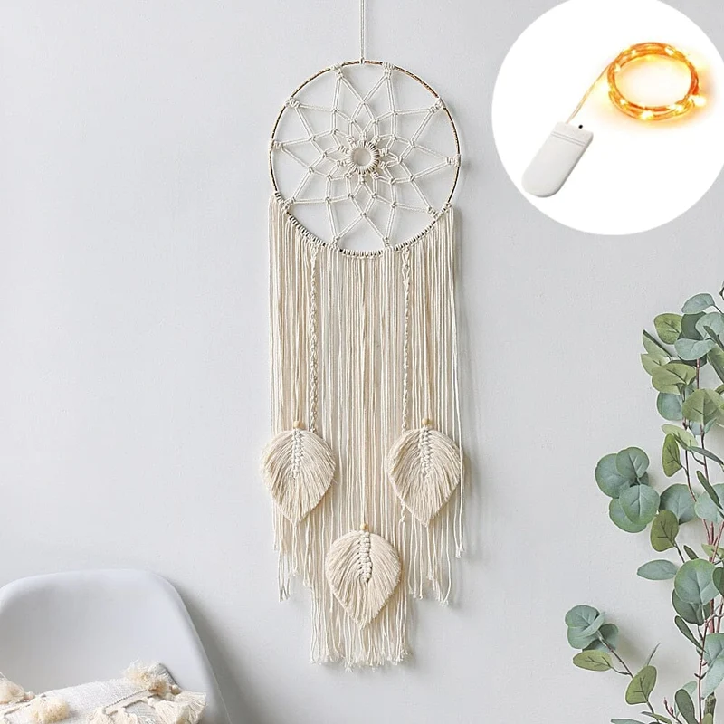 Euroselle Macrame Dream Catcher With Lights Boho Decor