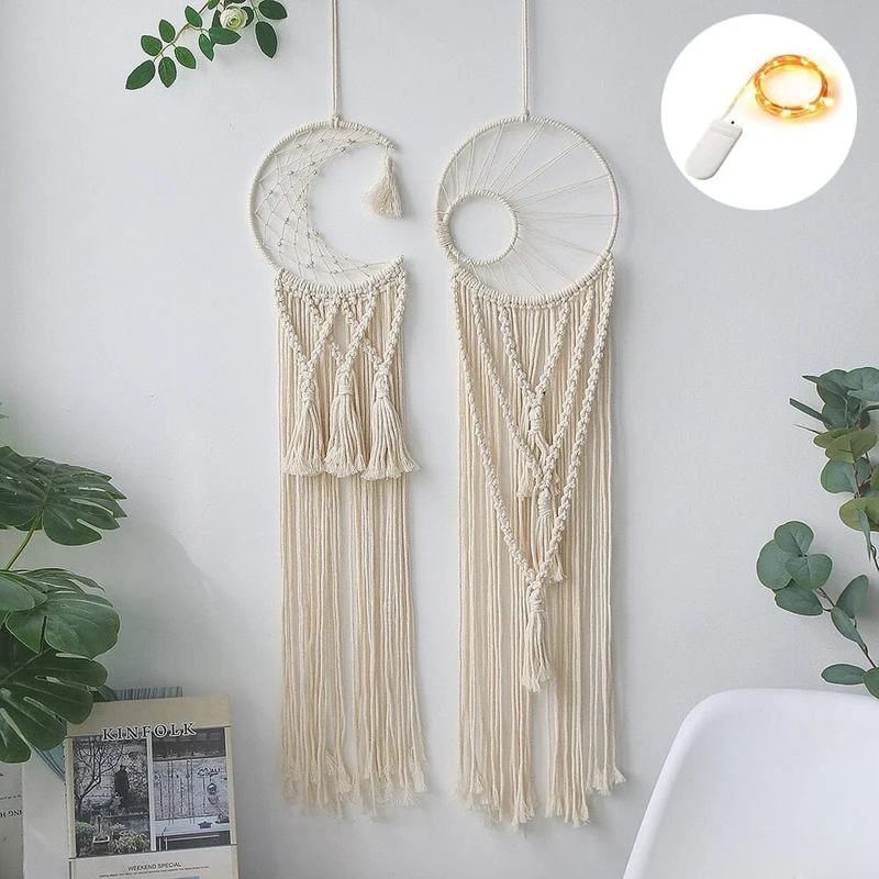 Euroselle Macrame Dream Catcher With Lights Boho Decor
