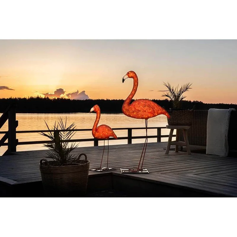 LED Acryl Flamingo klein 48 bernsteinfarbene Dioden IP44