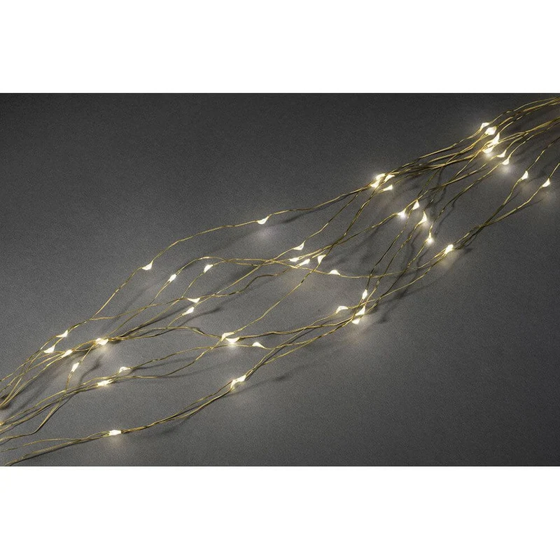 LED Tropfenlametta 26 Stränge mit 27 Dioden 702 Warmweiße Dioden goldfarbener Draht