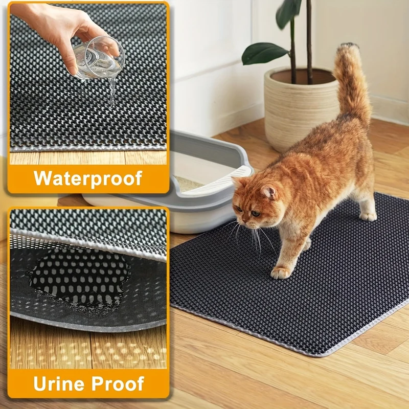 Euroselle Honeycomb Waterproof Cat Litter Mat With Odor Control And Washable