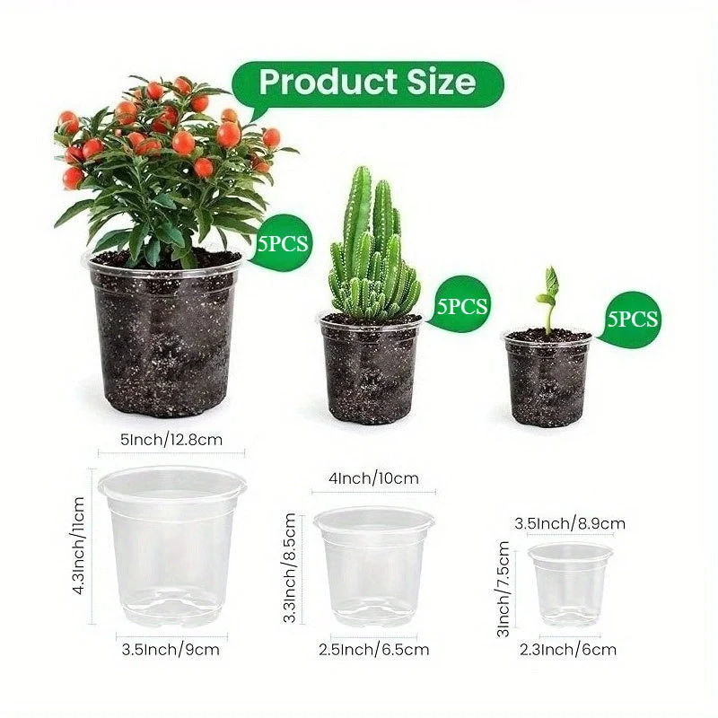Euroselle 15 Pack Transparent Seedling Pots For Easy Root Monitoring And Growth