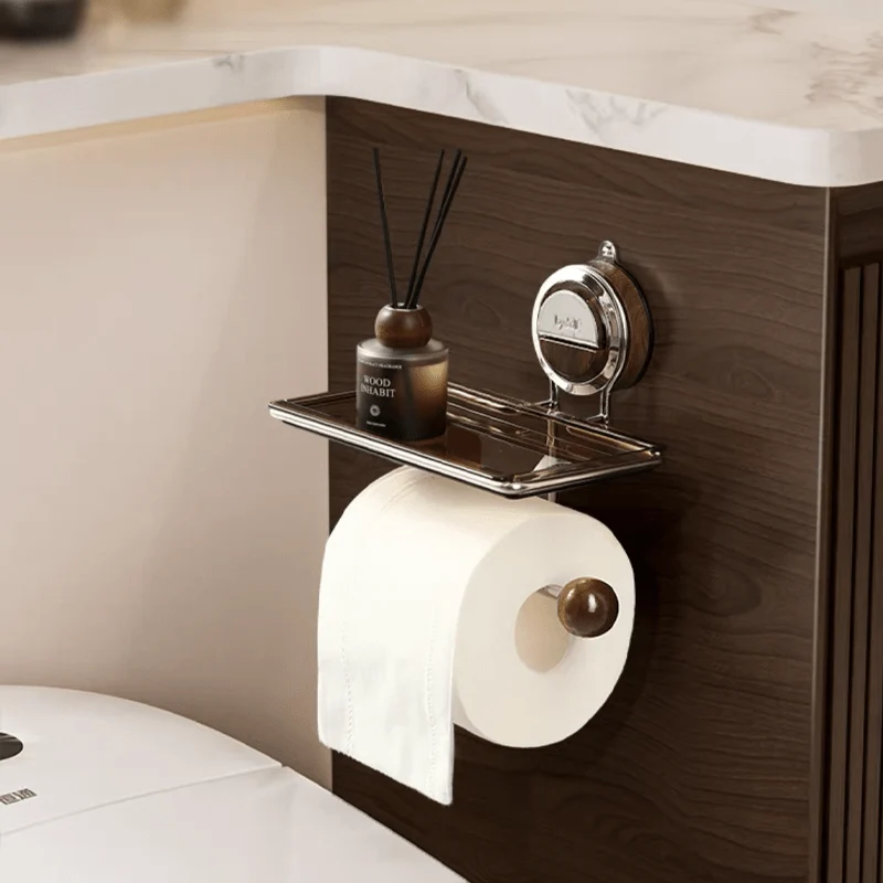 Euroselle No-Drill Stainless Steel Toilet Paper Holder With Strong Suction For Secure Installation