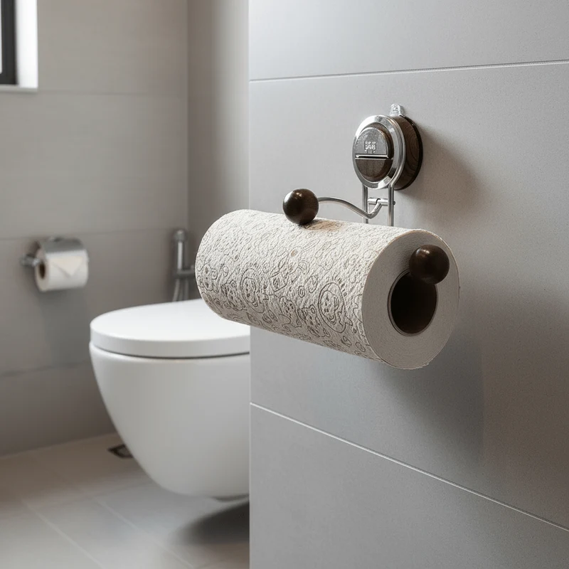 Euroselle No-Drill Stainless Steel Toilet Paper Holder With Strong Suction For Secure Installation