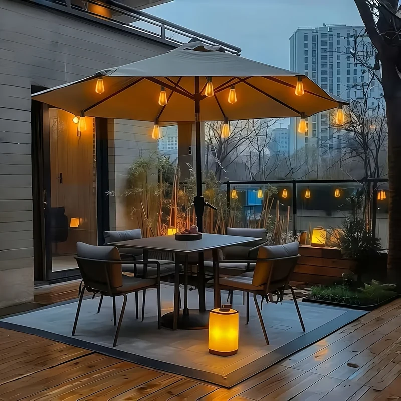 Euroselle 100Ft Solar String Lights Outdoor Commercial Grade LED With Dimmable Yellow ST38 Bulbs