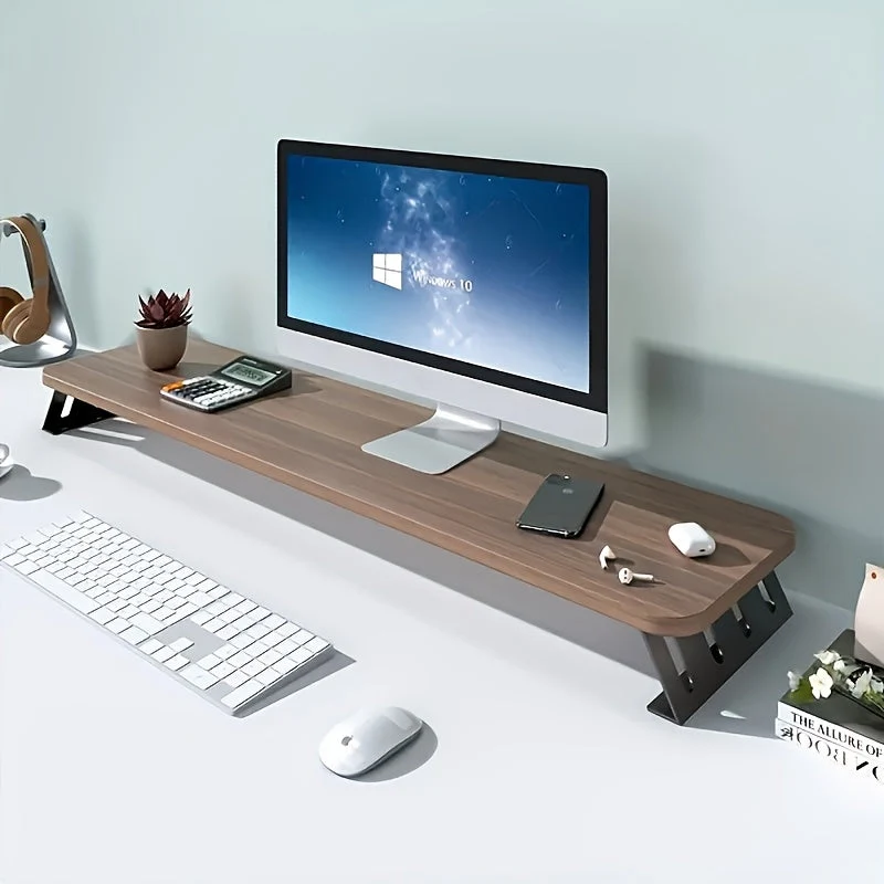Euroselle Space Saving Wooden Monitor Riser for Home Office and Laptop Use