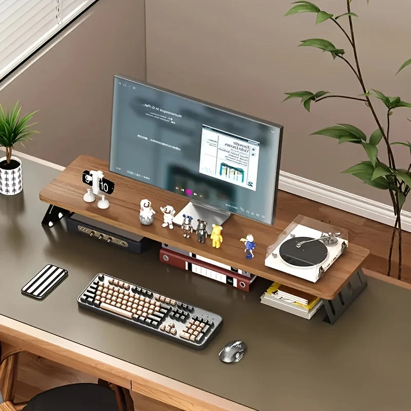 Euroselle Space Saving Wooden Monitor Riser for Home Office and Laptop Use