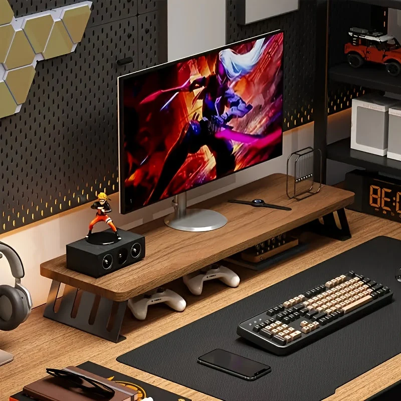 Euroselle Space Saving Wooden Monitor Riser for Home Office and Laptop Use