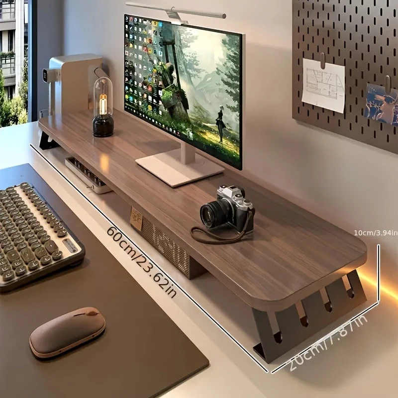 Euroselle Space Saving Wooden Monitor Riser for Home Office and Laptop Use
