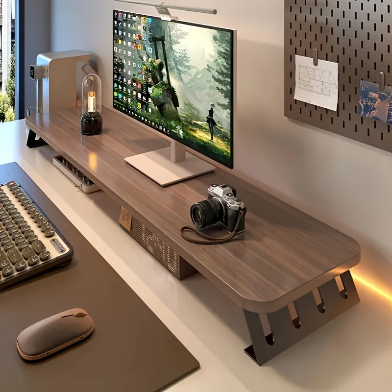 Euroselle Space Saving Wooden Monitor Riser for Home Office and Laptop Use