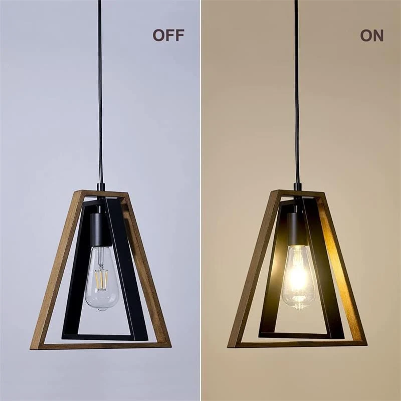 Mabel Retro Chandelier With Wood Grain And Black Finish By Euroselle