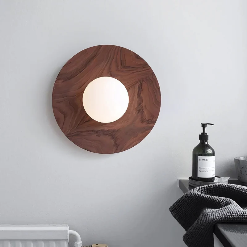 Euroselle LumaVale Wood and Glass LED Wall Light Minimalist Warm Glow