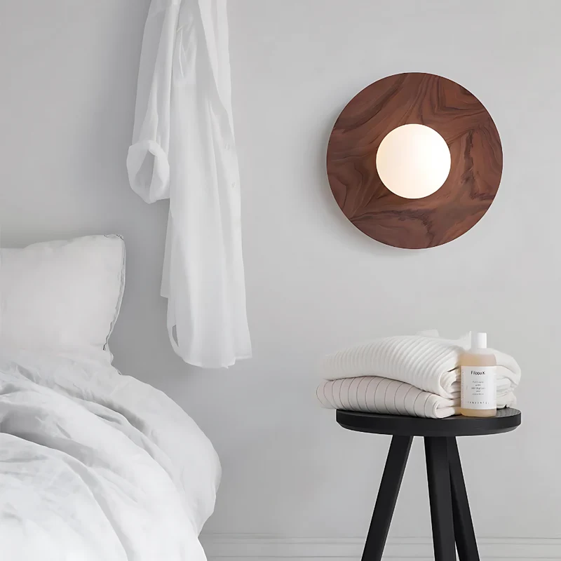 Euroselle LumaVale Wood and Glass LED Wall Light Minimalist Warm Glow