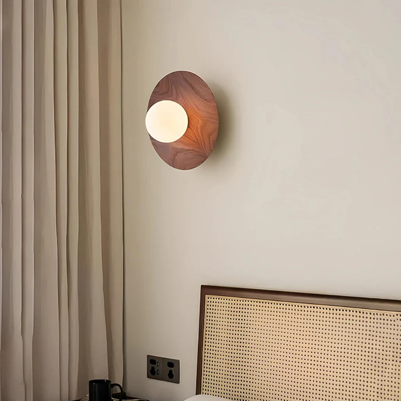 Euroselle LumaVale Wood and Glass LED Wall Light Minimalist Warm Glow