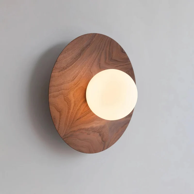 Euroselle LumaVale Wood and Glass LED Wall Light Minimalist Warm Glow