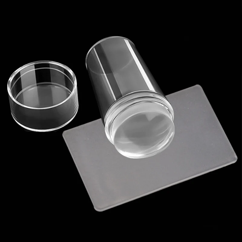 Euroselle Clear Silicone Nail Stamper With Scraper For French Tip Perfection