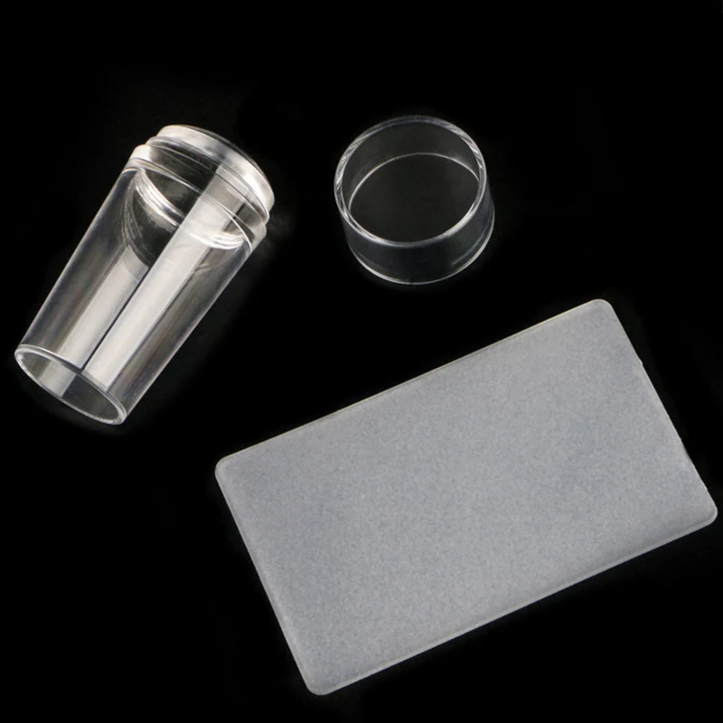 Euroselle Clear Silicone Nail Stamper With Scraper For French Tip Perfection