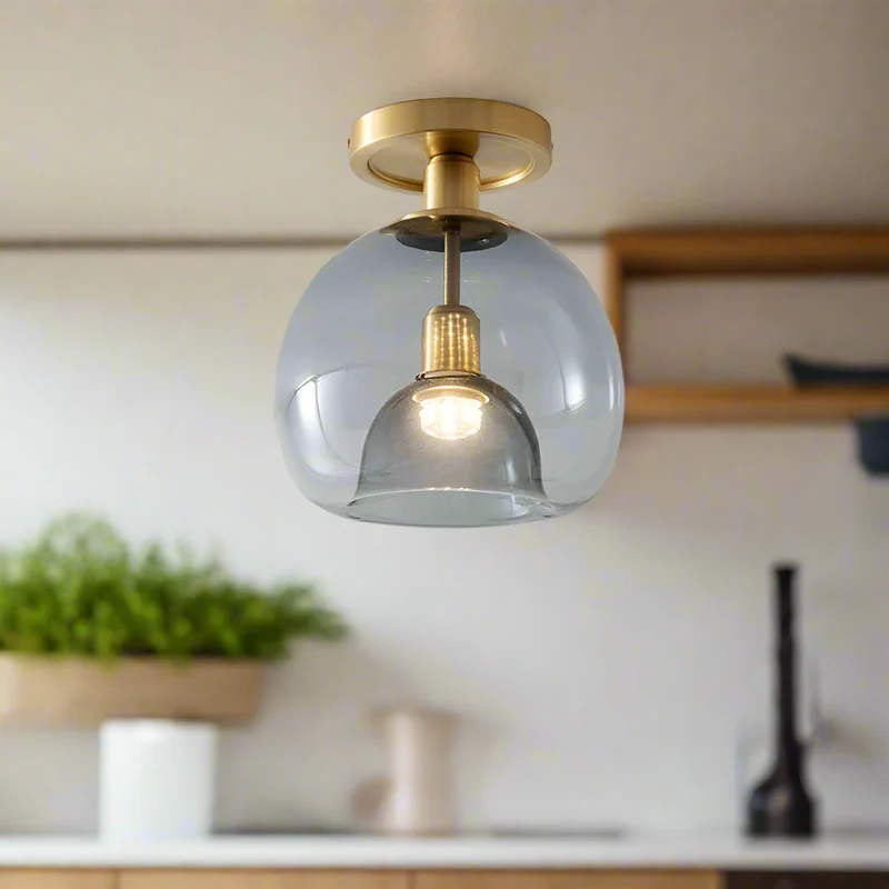 DesignEpure Modern Grey Glass Ceiling Lamp By Euroselle