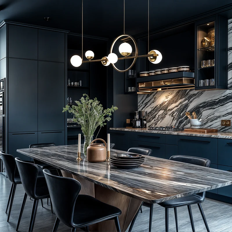 Euroselle Marta Linear Chandelier In Iron And Hand-Blown Glass With Dimmable LED Remote