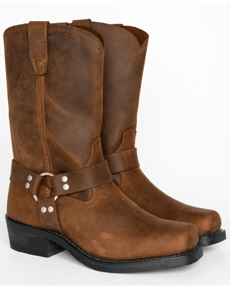 Euroselle Waterproof Harness Boots With PU Leather And Oil-Resistant Sole For Rugged Everyday Wear