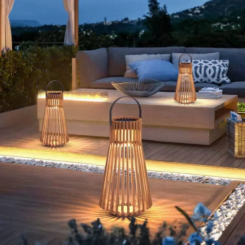 Euroselle Marina Waterproof Teak Woven Lantern Collection