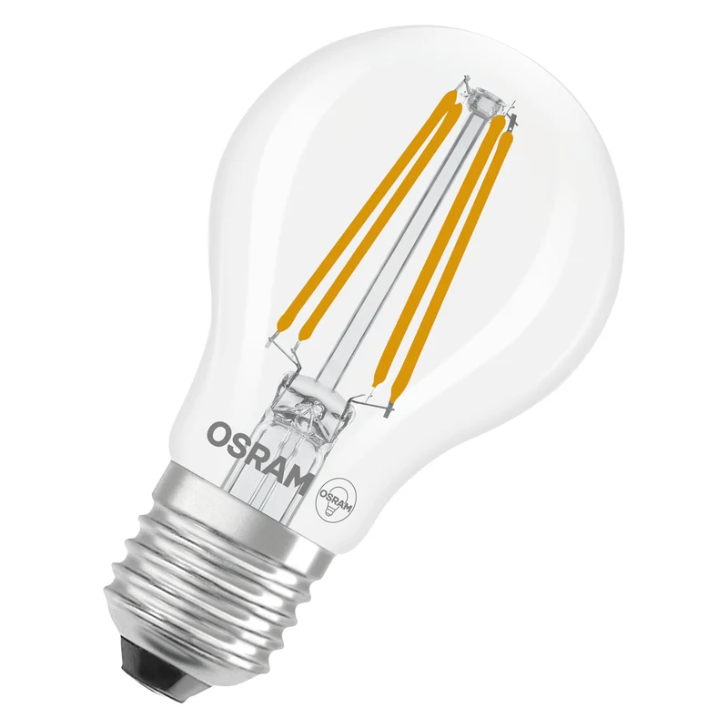 OSRAM LED LAMPS ENERGY CLASS A ENERGY EFFICIENCY FILAMENT CLASSIC A in A-Form, LED-Lampe, Bleifreies Glas, Klar, 2,2 W, 470 lm, Warmweiß, Energieeffizienzklasse: A, 2er