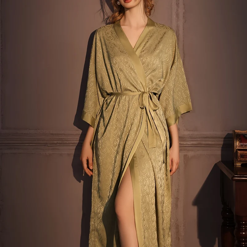 Euroselle Elegant Satin Nightwear For Women Long Robe
