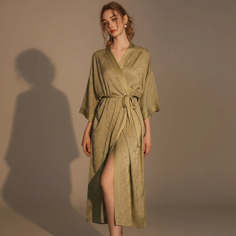 Euroselle Elegant Satin Nightwear For Women Long Robe