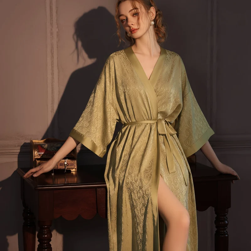 Euroselle Elegant Satin Nightwear For Women Long Robe
