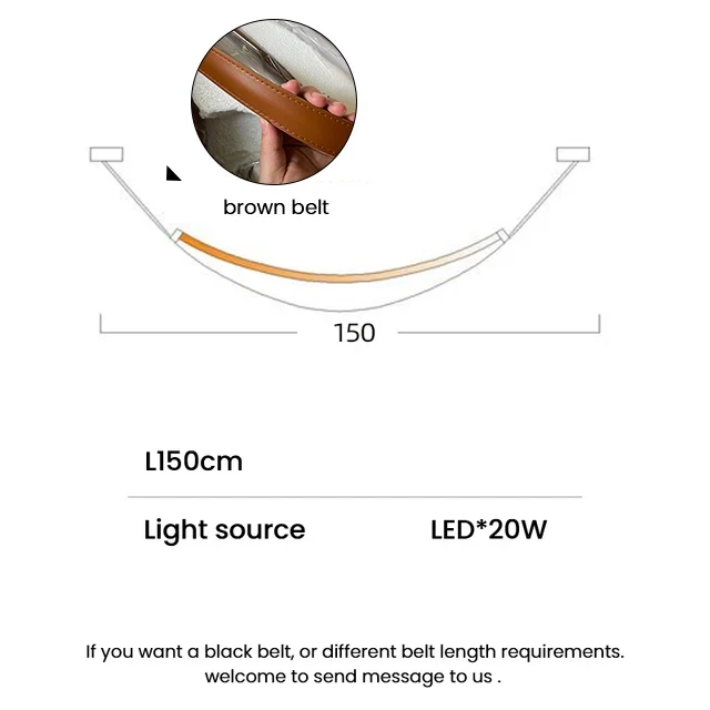Euroselle Modern Nordic Leather Belt Chandelier LED Pendant Light