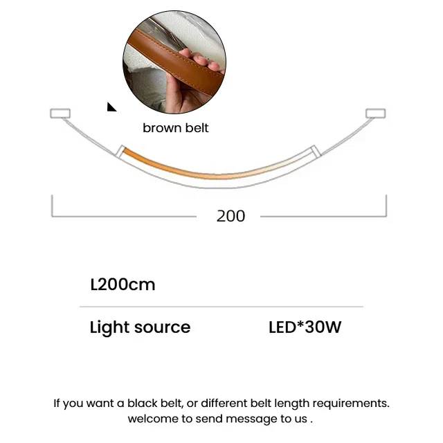 Euroselle Modern Nordic Leather Belt Chandelier LED Pendant Light
