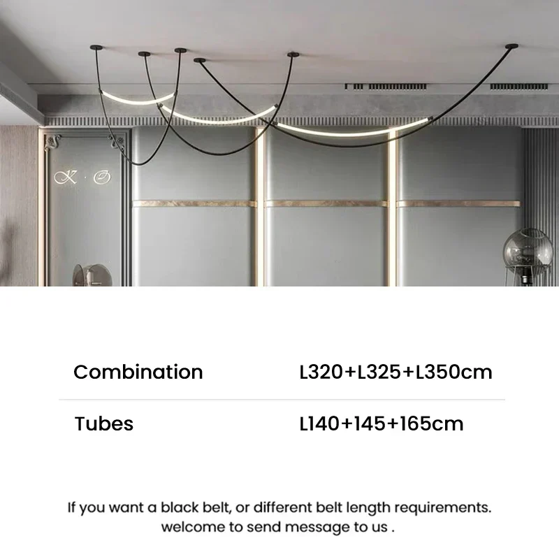 Euroselle Modern Nordic Leather Belt Chandelier LED Pendant Light